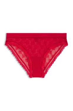 Lace briefs with branded waistband