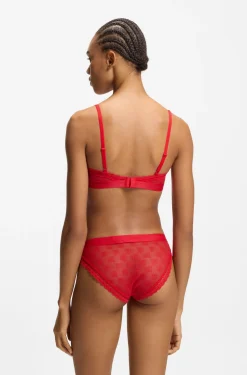 Lace briefs with branded waistband