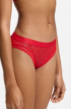 Lace briefs with branded waistband