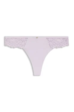 Lace briefs with mesh pleating and gold charm