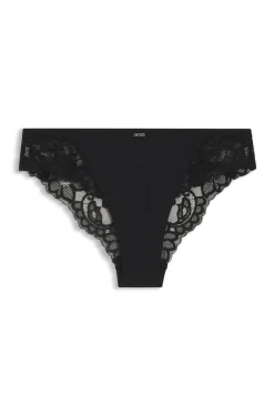 Lace briefs with mesh pleating details