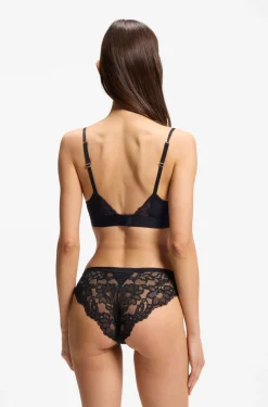 Lace briefs with mesh pleating details