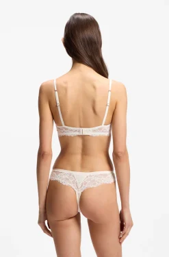 Lace briefs with mesh pleating and gold charm