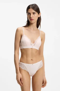 Lace briefs with mesh pleating details