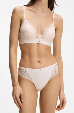 Lace briefs with mesh pleating details