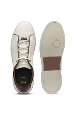 Lace-up trainers in grainy Italian leather