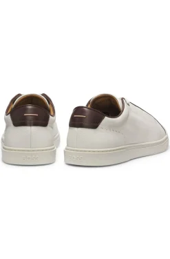 Lace-up trainers in grainy Italian leather