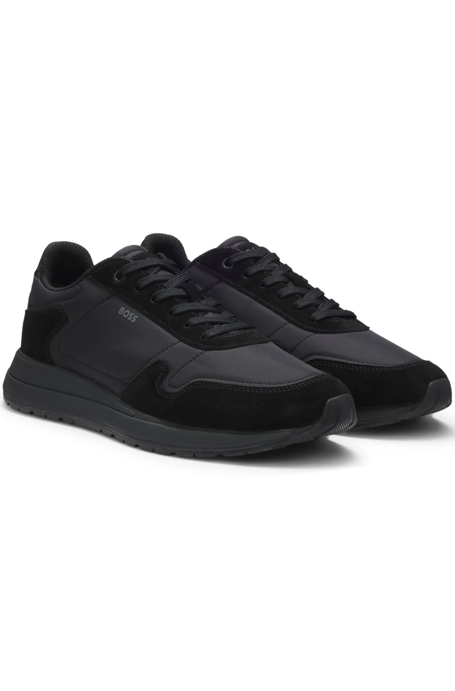 Lace-up trainers in lightweight fabric with suede trims
