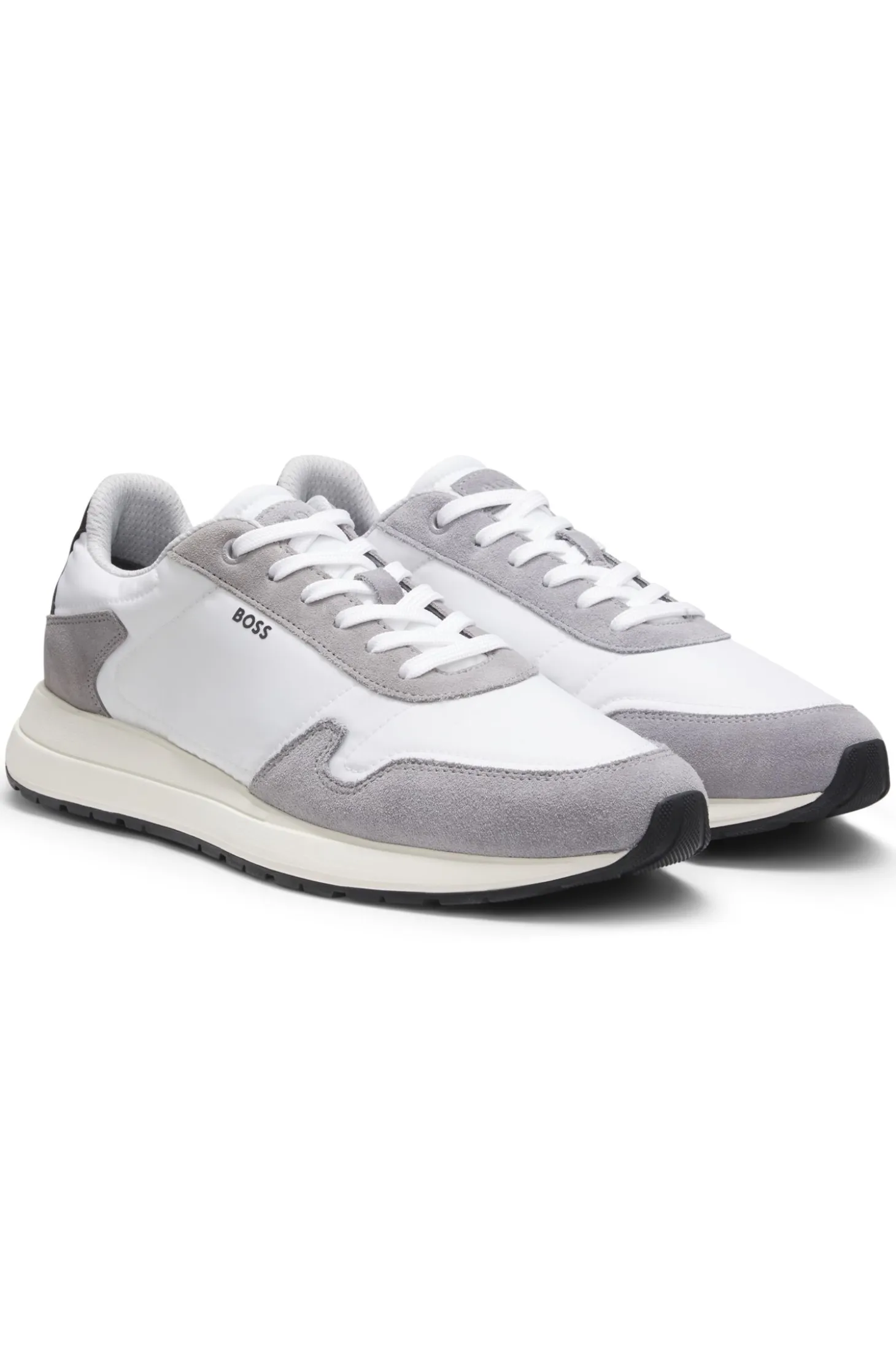 Lace-up trainers in lightweight fabric with suede trims