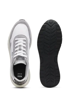 Lace-up trainers in lightweight fabric with suede trims