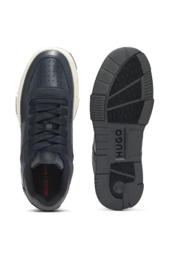 Lace-up trainers with patent trims