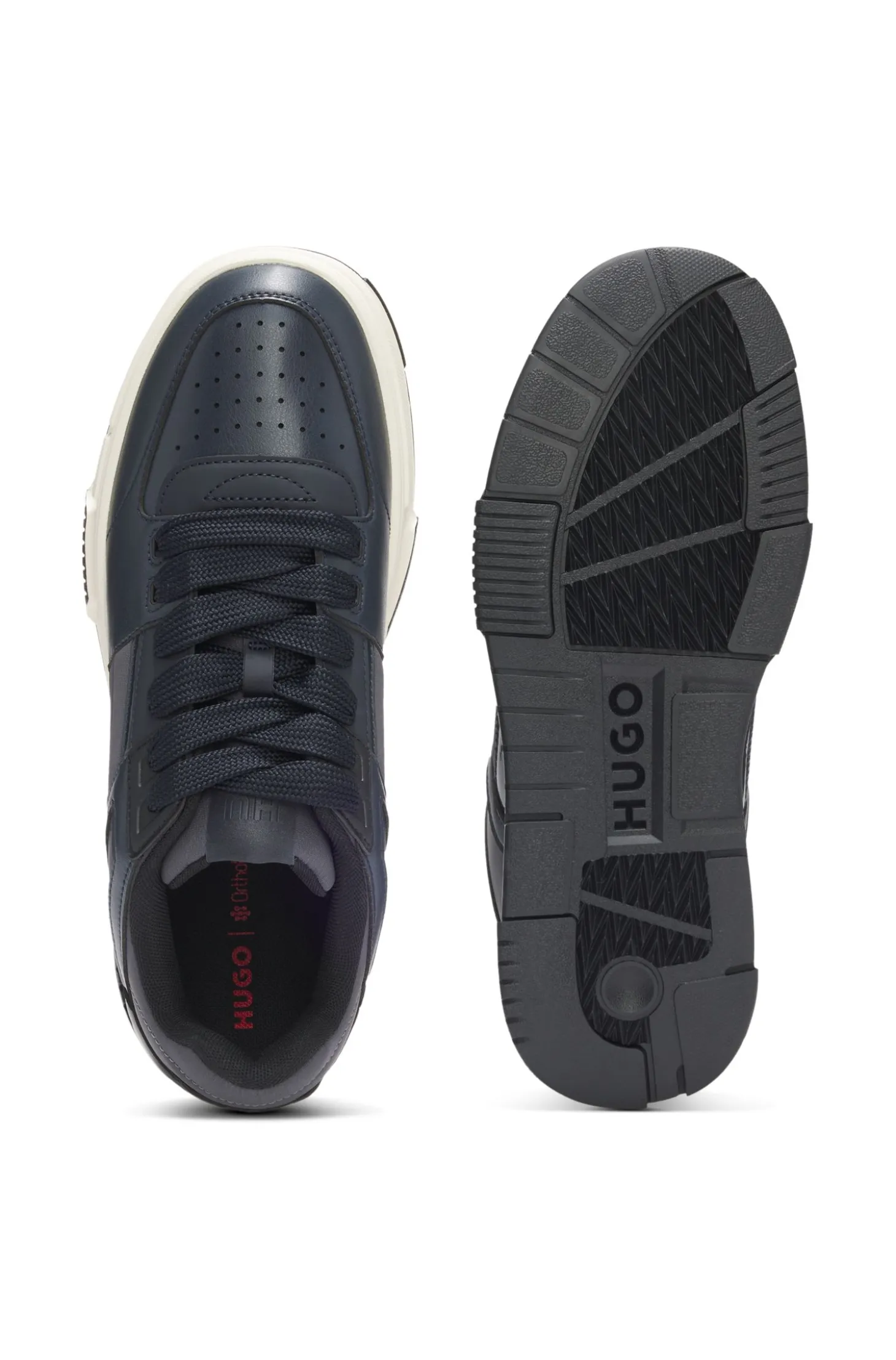 Lace-up trainers with patent trims
