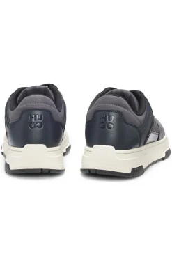 Lace-up trainers with patent trims