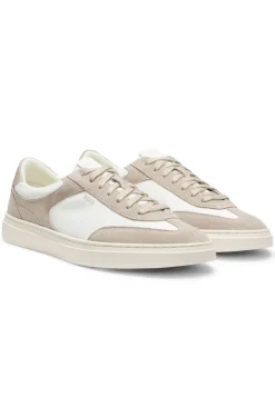 Lace-up trainers with suede trims