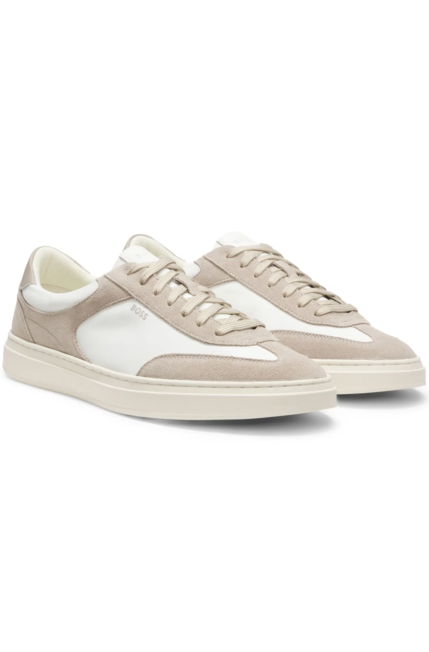 Lace-up trainers with suede trims