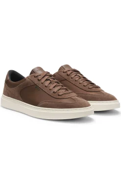 Lace-up trainers with suede trims