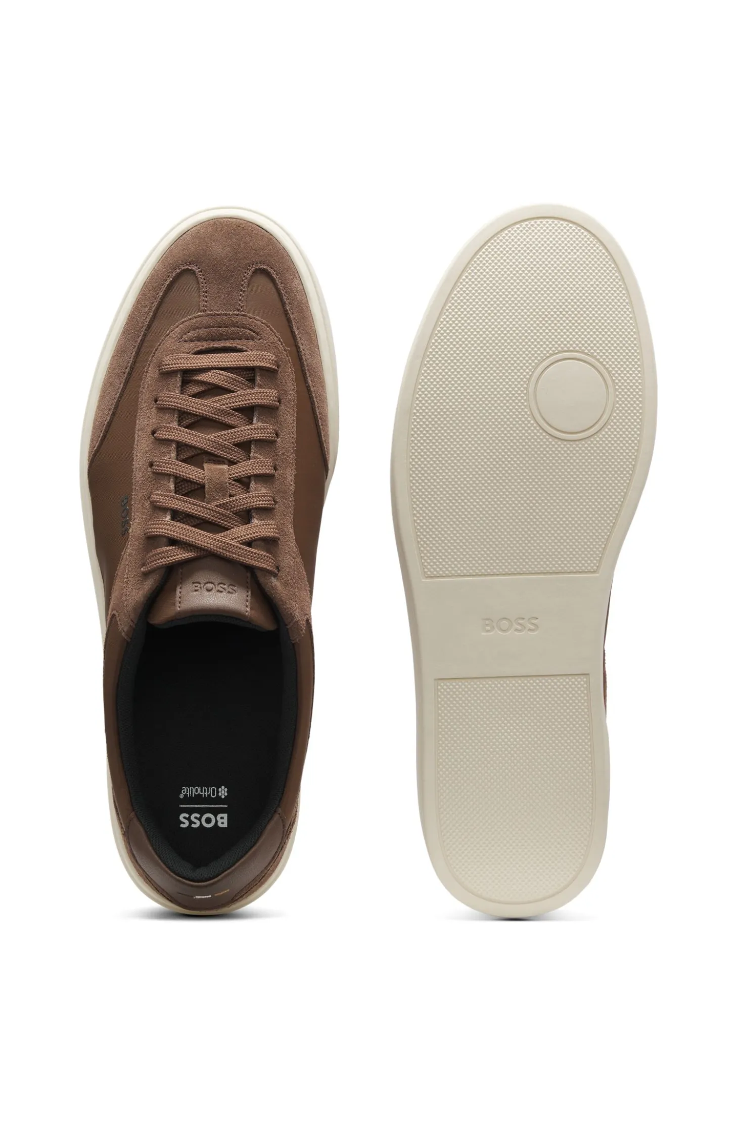 Lace-up trainers with suede trims