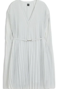 Layered plissé dress with cape
