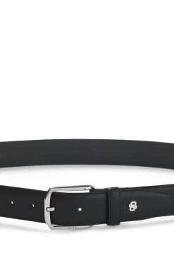 Leather belt with silver-tone hardware and Double B