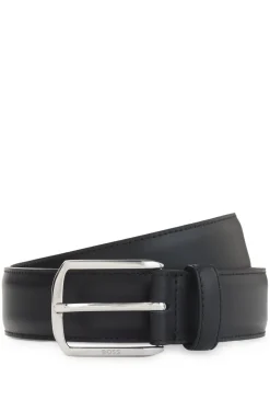 Leather belt with silver-tone hardware and Double B