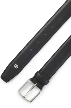 Leather belt with silver-tone hardware and Double B