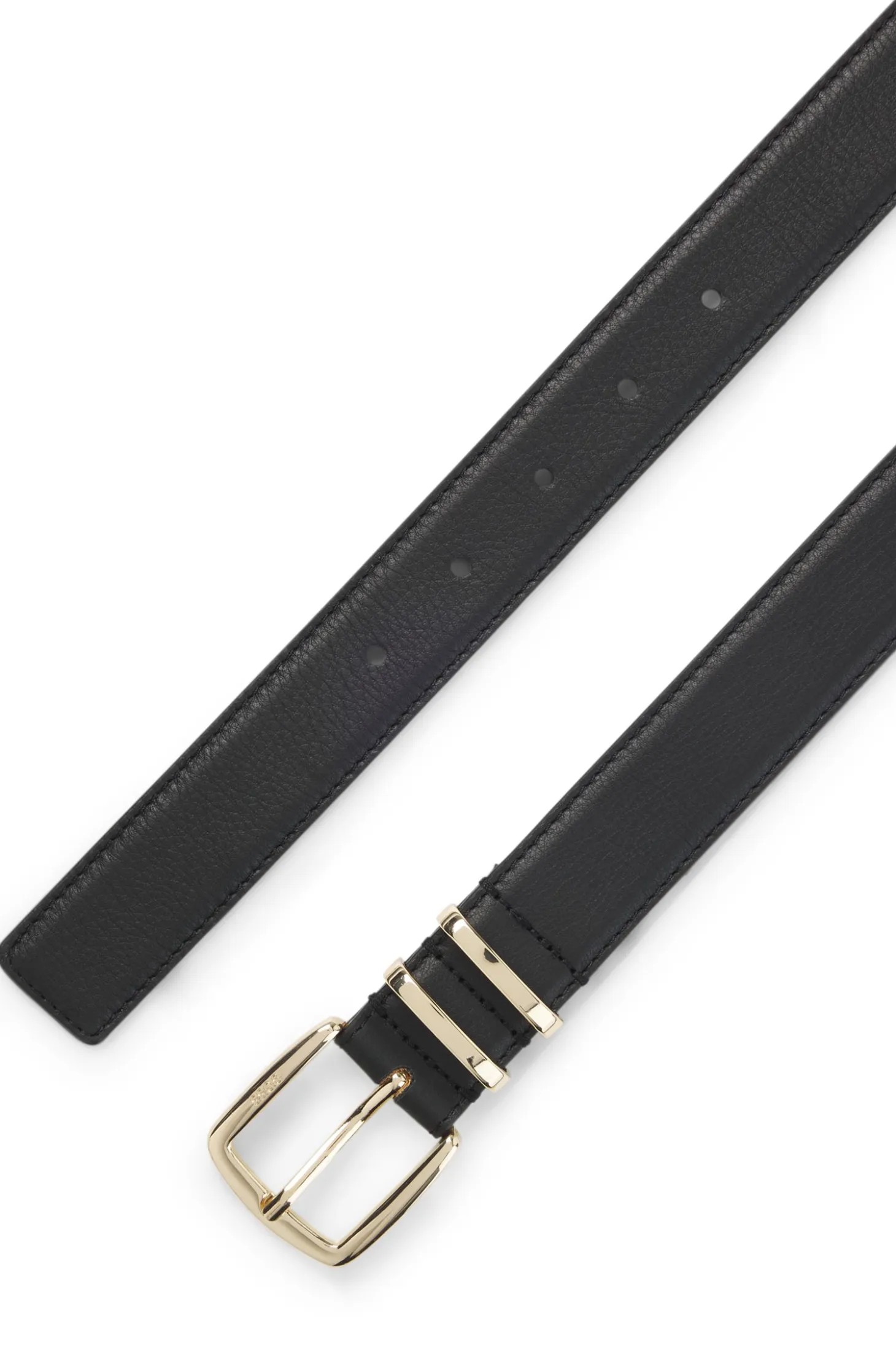 Leather belt with twin metal keeper