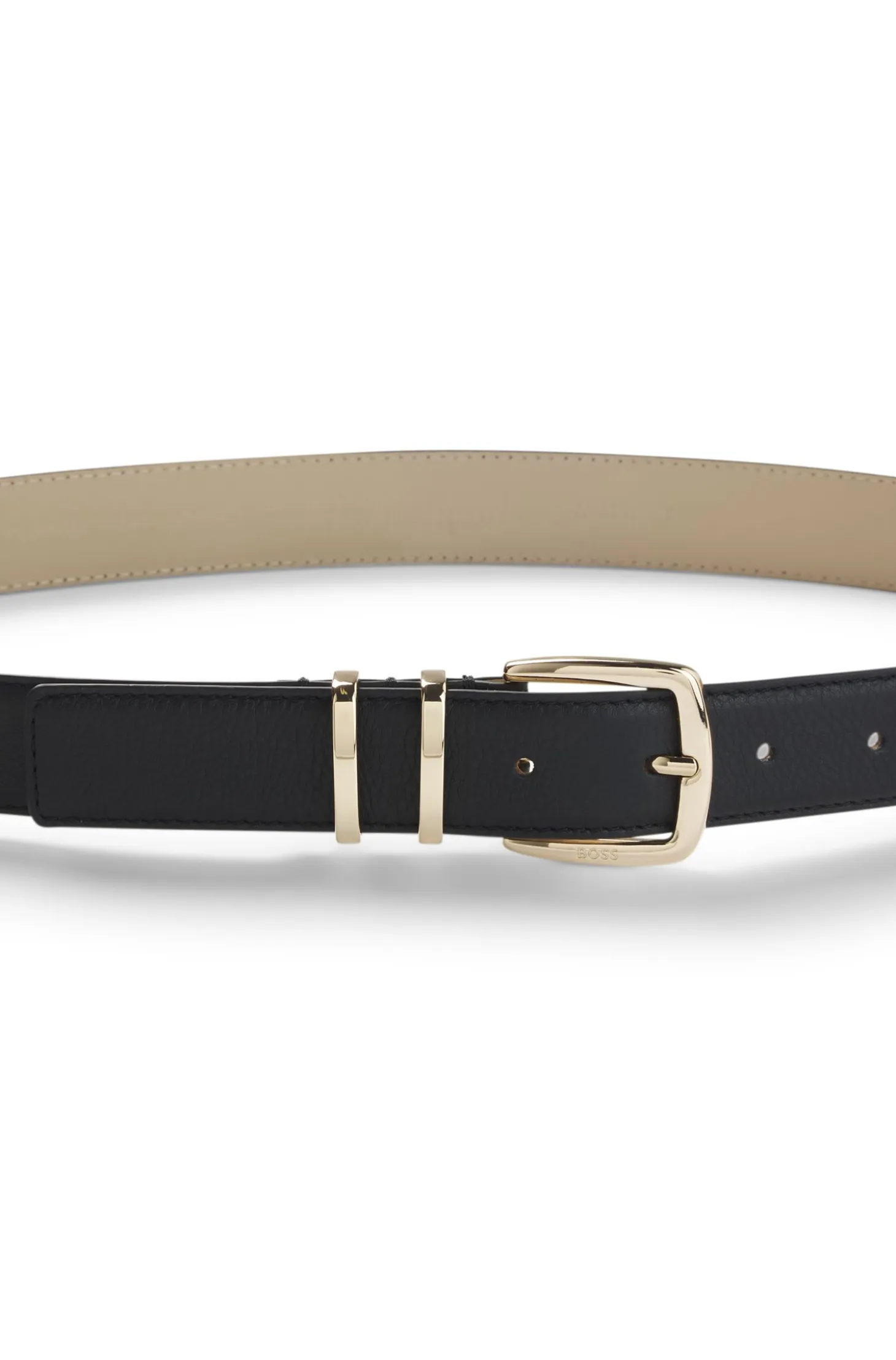 Leather belt with twin metal keeper
