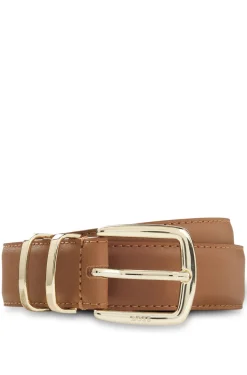 Leather belt with twin metal keeper