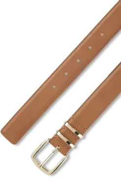 Leather belt with twin metal keeper