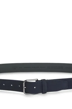 Leather business belt with polished gunmetal buckle