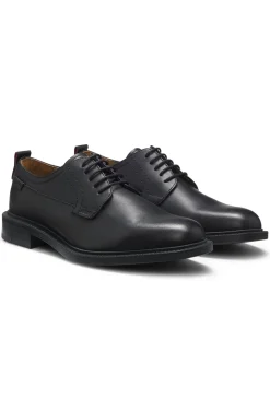 Leather Derby shoes with logo tab