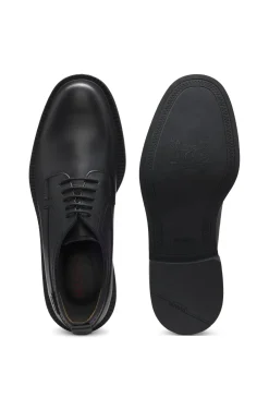 Leather Derby shoes with logo tab