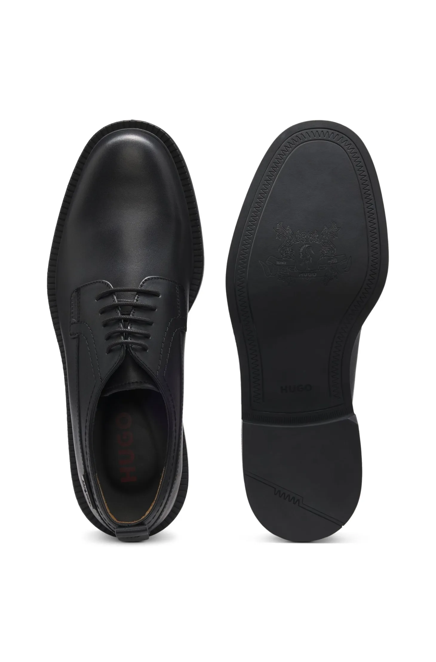 Leather Derby shoes with logo tab