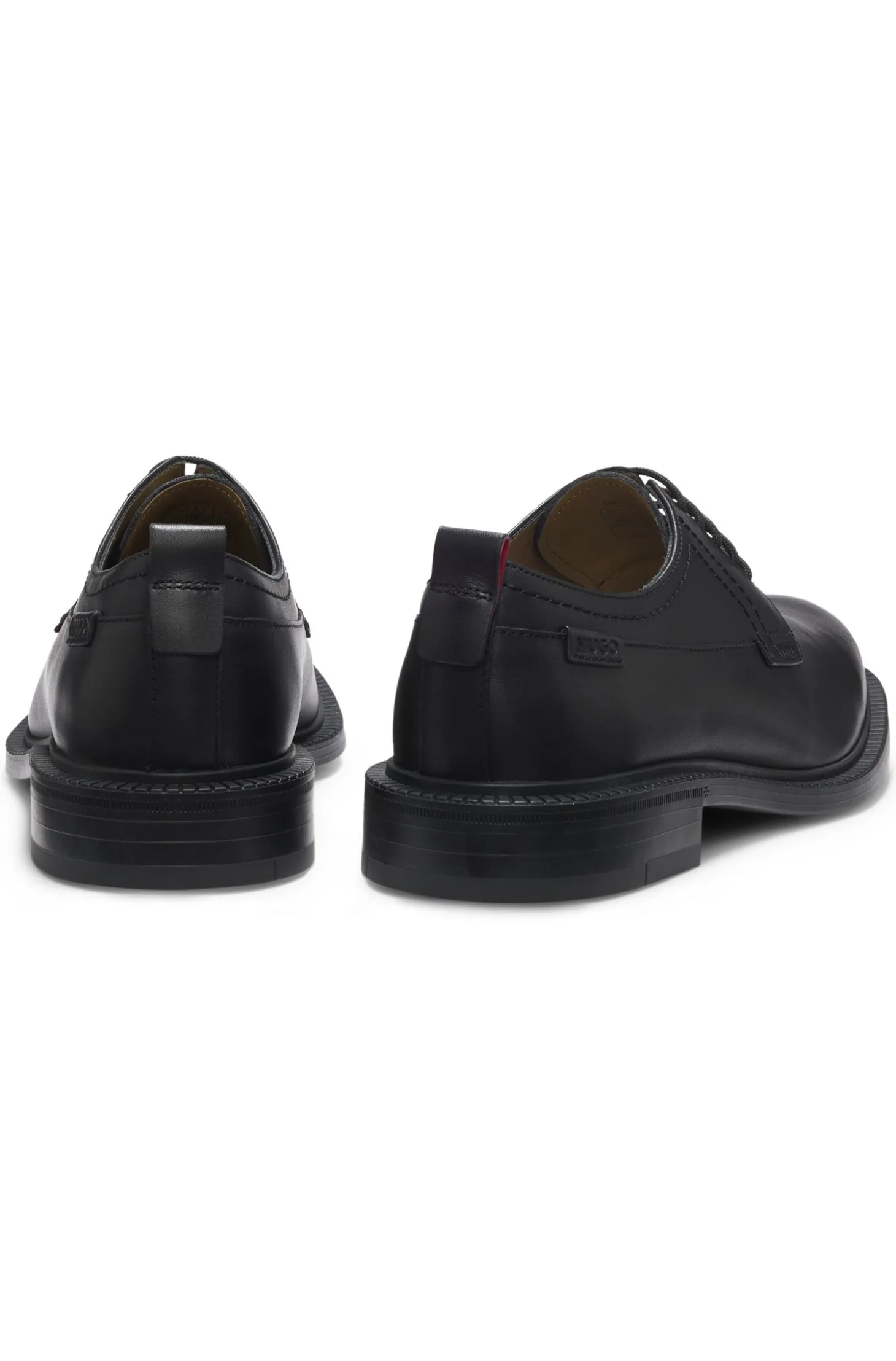 Leather Derby shoes with logo tab