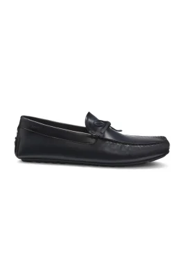 Leather driver moccasins with bow trim