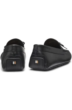 Leather driver moccasins with bow trim