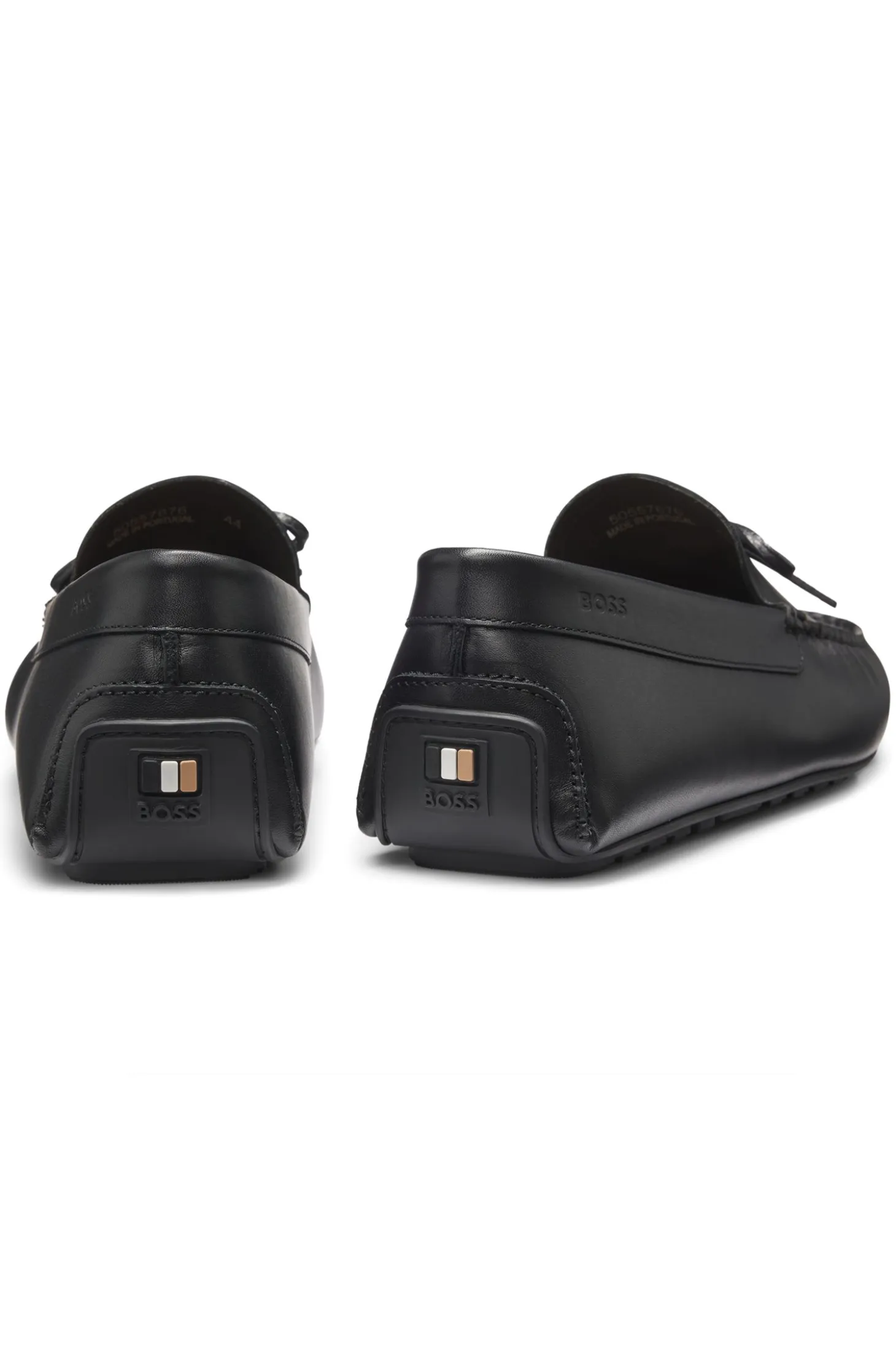 Leather driver moccasins with bow trim
