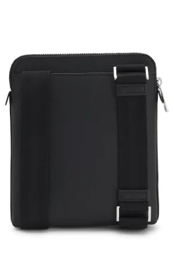 Leather envelope bag with embossed logo