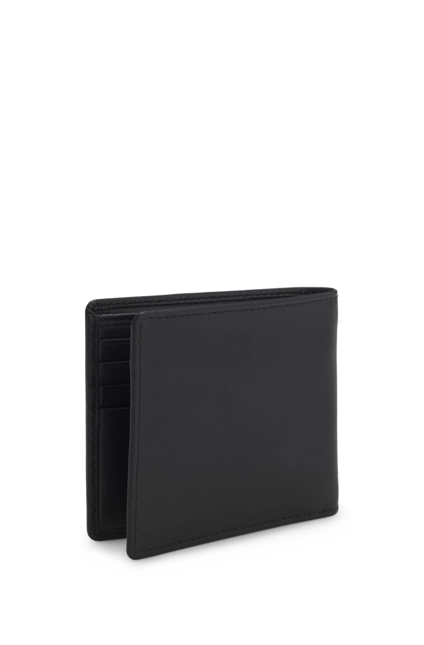 Leather folding wallet with contrast logo