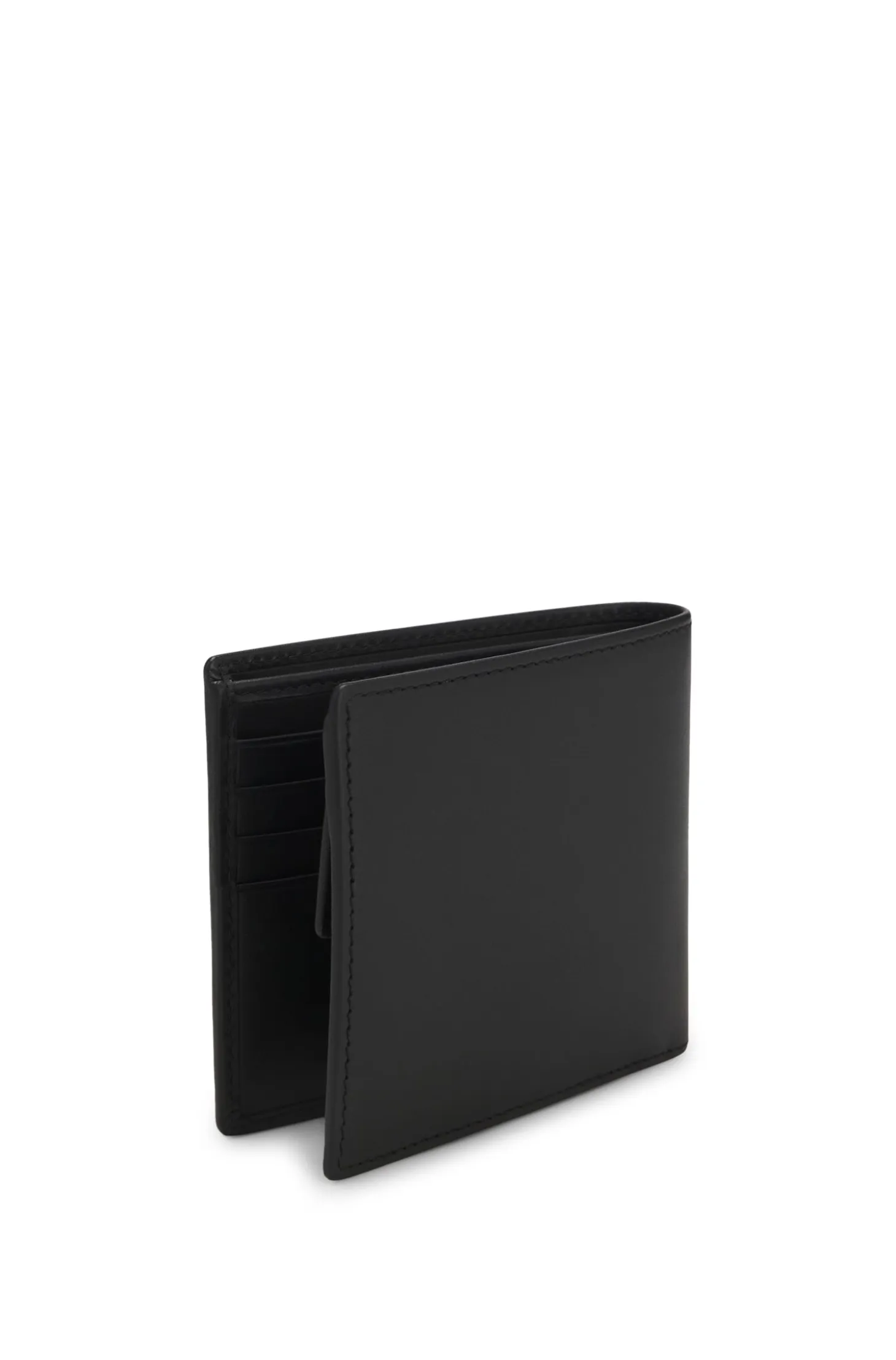 Leather folding wallet with red logo