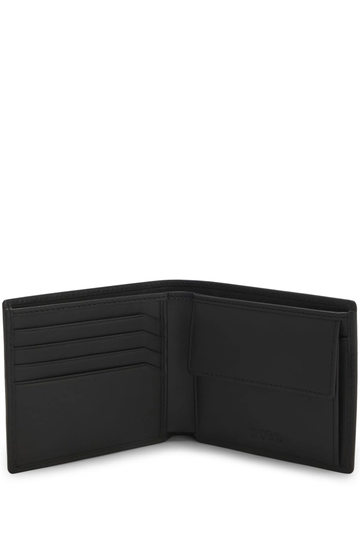 Leather folding wallet with red logo