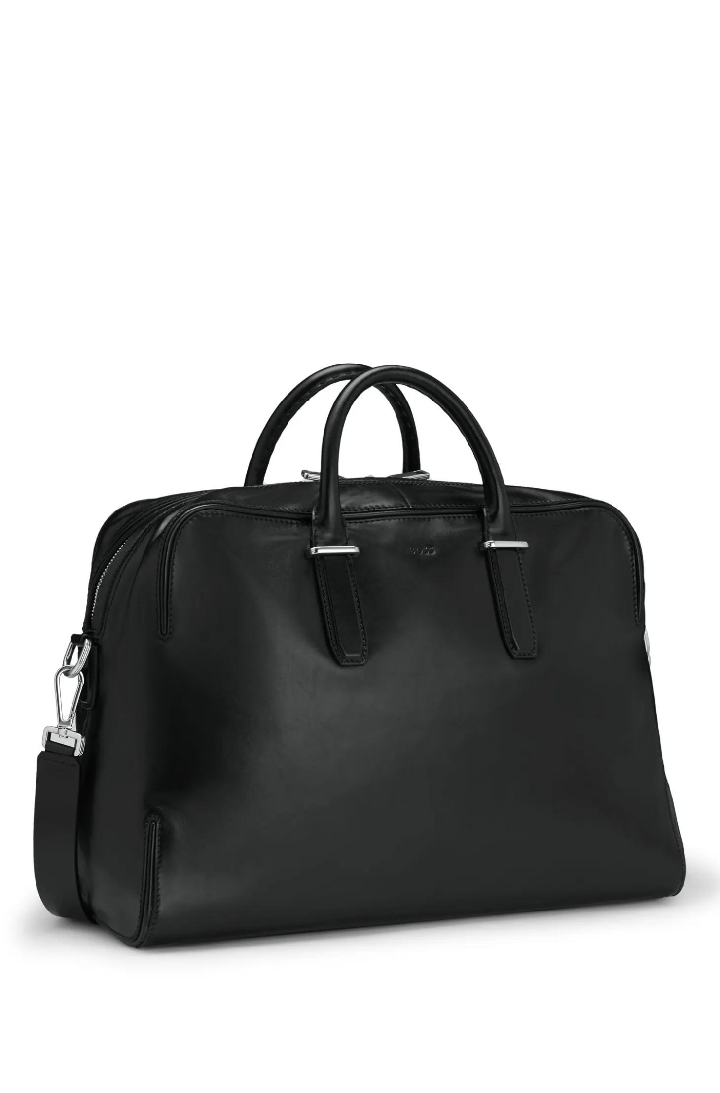 Leather holdall with embossed logo