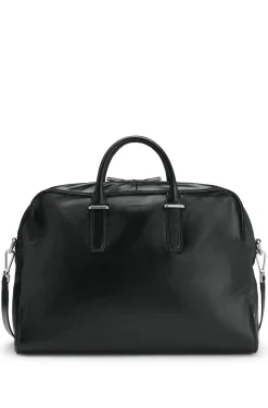Leather holdall with embossed logo