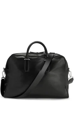 Leather holdall with embossed logo