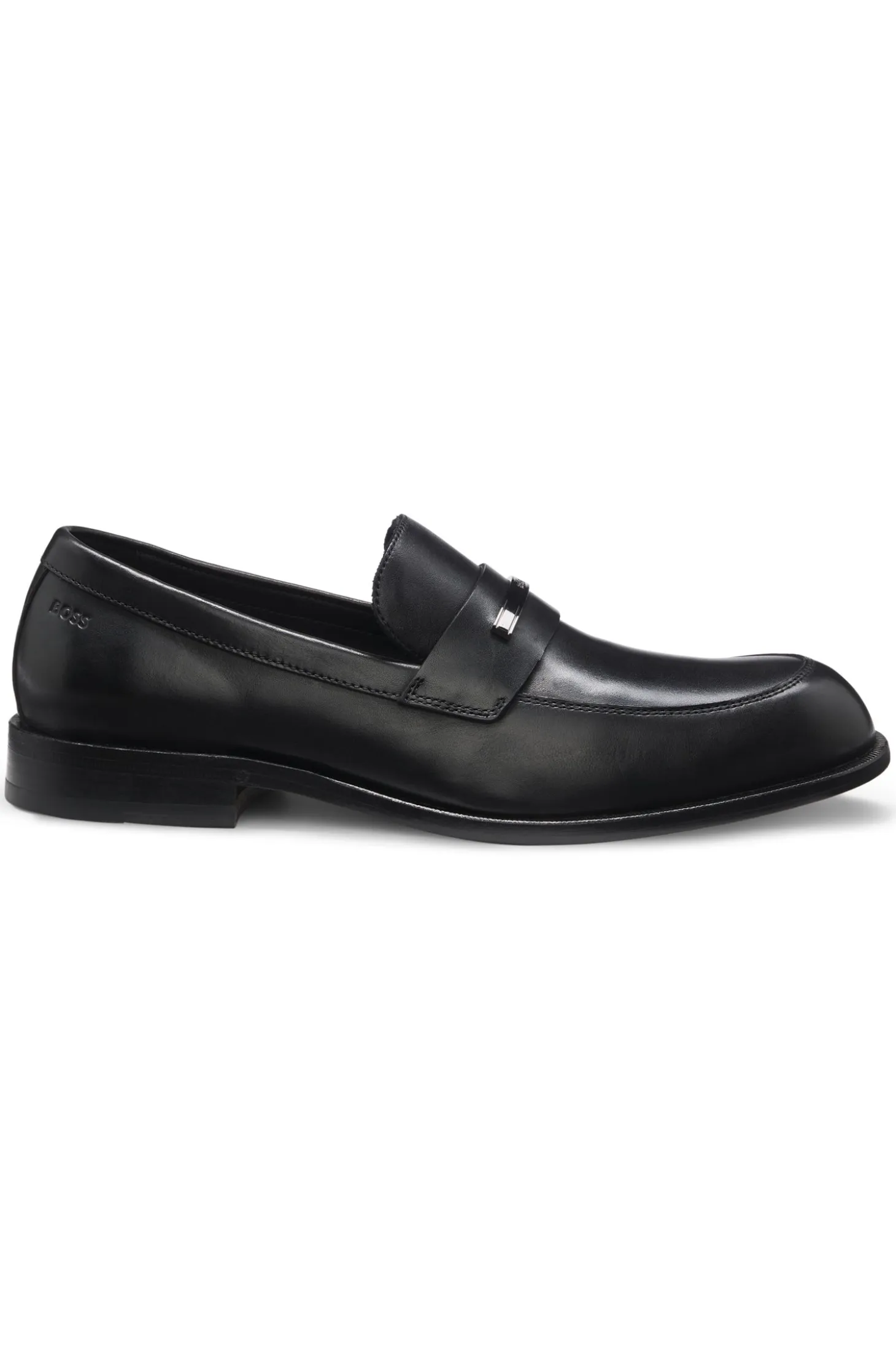 Leather loafers with branded metal trim