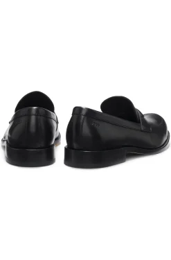 Leather loafers with branded metal trim
