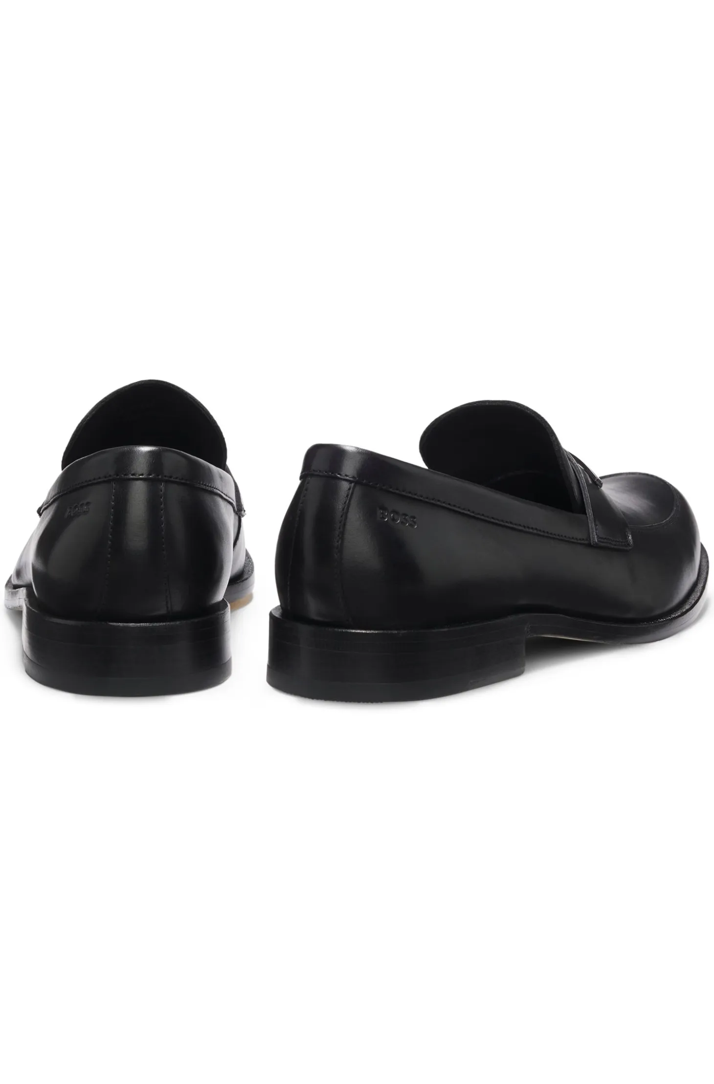 Leather loafers with branded metal trim