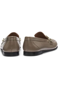 Leather loafers with chain trim and logo detail