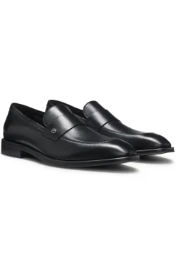 Leather loafers with Double B monogram trim