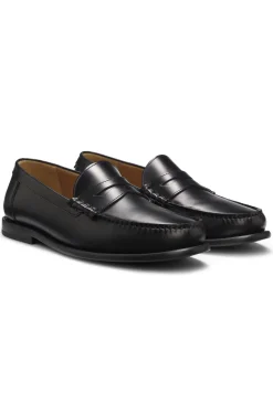 Leather loafers with penny trim
